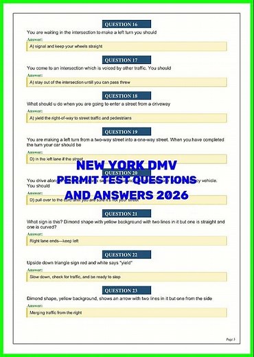 NEW YORK DMV PERMIT TEST QUESTIONS AND ANSWERS 2026 video