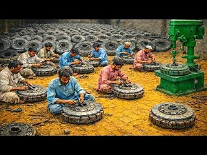 Pakistani Mechanic Repairing Heavy Truck Clutch Plate Manually