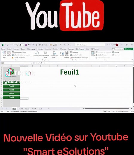 créer un menu sur Excel avec unebseule ligne de code #vba #exceltutorial #excel #excelapplications