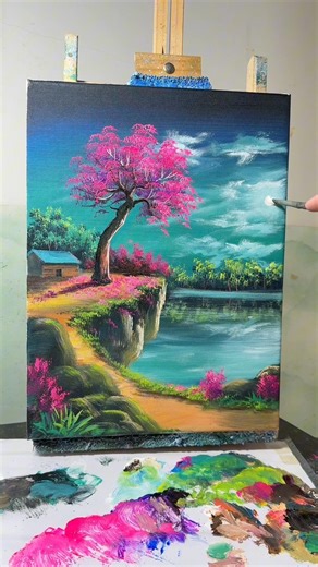 Easy Night Sky Painting 🌙✨ Clouds, Moon & Stars Tutorial Acrylic for Beginners