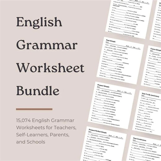 15.074 hojas de trabajo de gramática inglesa / 312.219 ejercicios - 197 temas / PDF imprimibles en inglés para profesores y estudiantes de ESL / Descarga instantánea - Etsy España