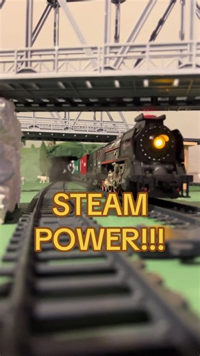 RAIL POV steam freight train speeding by #modeltrains #trainlayout #steamengine #railway #trains