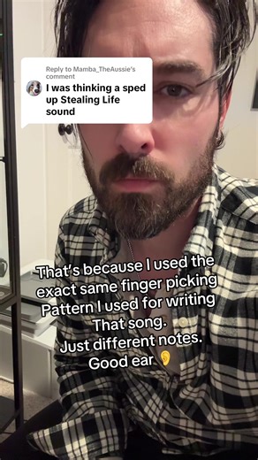Replying to @Mamba_TheAussie this fingerpicking pattern is a very natural way that I play guitar. It’s kind of my go to pattern as far as finger picking so yes a lot of Red Sun Rising songs that had acoustic in. It had this picking pattern because it’s just a very natural way for me to roll my fingers when doing a picking part.. good year to hear that because yes, it is the same finger picking roll that I used for stealing life. It’s just different notes and a different progression but same pick