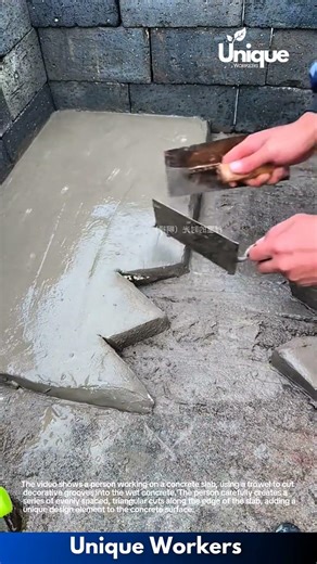 Creating a Concrete Slab: Cutting Decorative Grooves with a Trowel