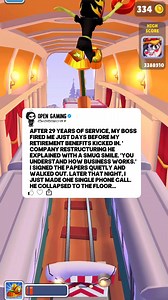 15K views · 182 reactions | AFTER 29 YEARS OF SERVICE, MY BOSS FIRED ME JUST DAYS BEFORE MY RETIREMENT BENEFITS KICKED IN. 'COMPANY RESTRUCTURING HE EXPLAINED WITH A SMUG SMILE. 'YOU UNDERSTAND HOW BUSINESS WORKS.' I SIGNED THE PAPERS QUIETLY AND WALKED OUT. LATER THAT NIGHT, I JUST MADE ONE SINGLE PHONE CALL. HE COLLAPSED TO THE FLOOR... #storytelling #storytime #redditstories #subwaysurfs #redditreadings #engagingstories #redditstorytime | Open Gaming | Facebook
