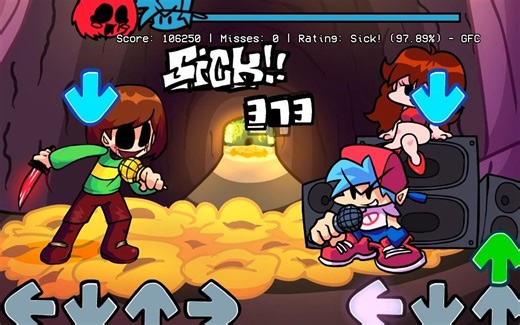 神曲重置！！FNF优质模组【VS Chara - Slots Take】week1 全流程