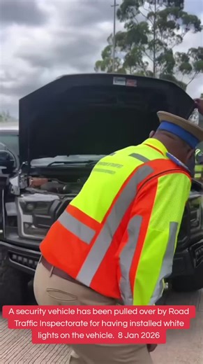 Security Vehicle Pulled Over for Illegal White Lights