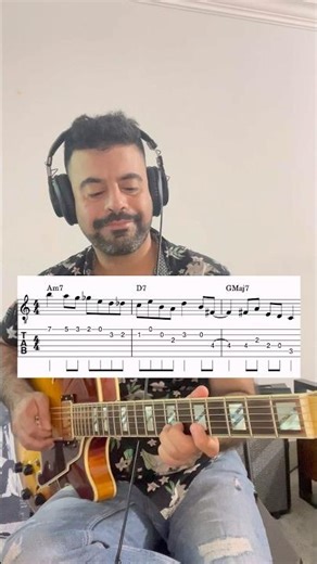 Am–D7–Gmaj7 Jazz Lick – Tab + Notation #guitar #jazz #guitarlesson #guitartabs #jazzlines