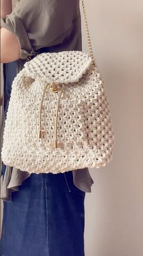 [3-WAY Backpack] This bag made with just cords is so cute! 🎒✨ This Macrame 3-WAY Backpack is Hand...