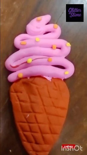 Making a Cute Clay Ice cream 🍦| Clay satisfying craft #shorts #clay art #super clay #GlitterSlime-1