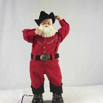 Christmas Fantasy Cowboy Western Santa Dances Have a Holly Jolly Christmas 15"