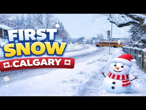 First Snow in Calgary Downtown ❄️ | Winter Begins in Canada 🇨🇦