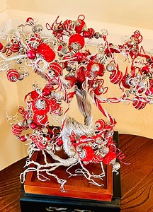 Rot und Silber Wire Art Tree - Etsy.de