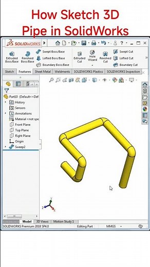 Day 32 | How to Sketch 3D Pipe in SolidWorks #cad #solidworkstutorial #3dsketch