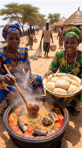 Songhai Tribe Feast: Cooking WHOLE River Fish! 🐟🔥#tribalfood #triballife #shorts