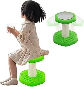 MONDEX Kids Wobble Stool Desk Chair, Flexible Classroom Seating Balance Wiggle Chair, ADHD Sensory Fidget Core Rocker Child Seat, Preschool & Elementary Active Learning Stool, Ages 3-8 Toddler,Green