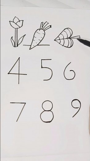 How to draw numbers 1 to 9 drawing | Easy Number Drawing step by step #drawing 🎨 #shorts #art