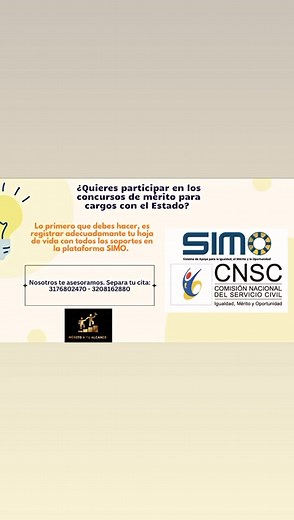 Una de las etapas más importantes de los concursos de méritos es el diligenciamiento adecuado y cargue de información en la plataforma SIMO... Nosotros te asesoramos en esta actividad | Mérito a tu Alcance