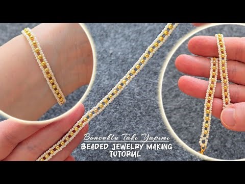 Thin luminous bracelet! Very easy chain bracelet making. Beaded jewelry bracelet tutorial.