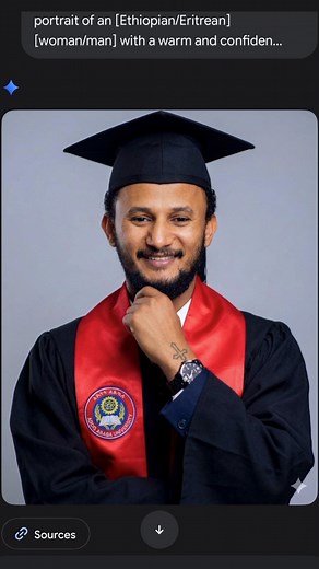 You missed your graduation photoshoot… but you have AI— just perfect pics in seconds! Prompt:- A high-quality, professional graduation portrait of an [Ethiopian/Eritrean] [woman/man] with a warm and confident smile. They are wearing a traditional black academic graduation gown and a matching mortarboard cap. The cap and the [red/blue] satin stole feature the official circular seal of Addis Ababa University. The woman has long, neat reddish-brown micro-braids; the man has a neatly trimmed beard a