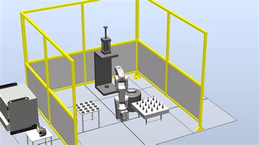 代robotstudio离线编程ABB机器人仿真工作站，轴承液压机装配工作站（可做工作站设计，模型，论文，通讯，PLC等）