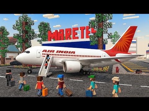 Air India Flight Lands in School Party Craft | Minecraft Style Airport 