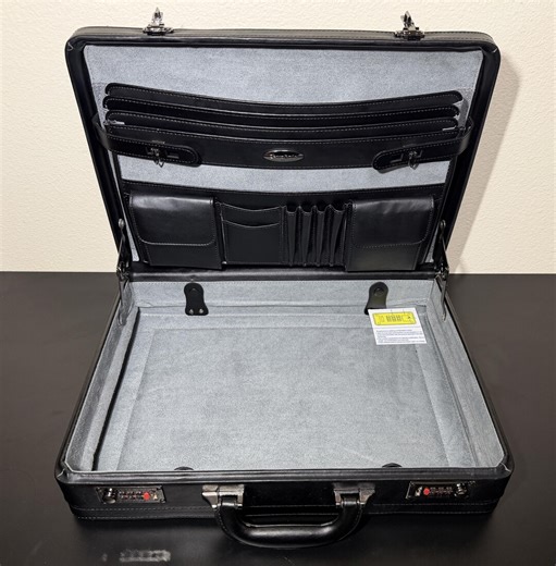 Samsonite Leather Attaché Briefcase 18” Black Hard Case Combination Locks Executive - Etsy