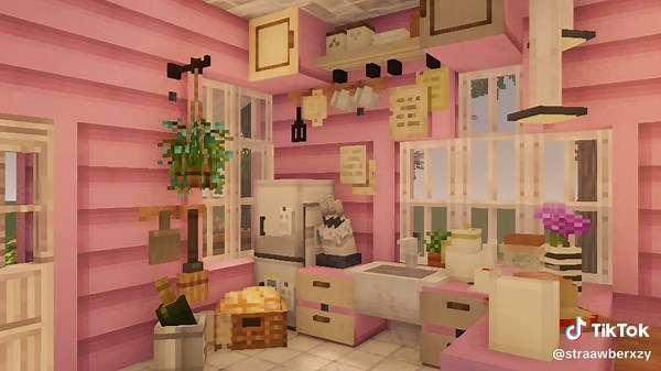Pink House Decoration with Mods | Minecraft Build Ideas