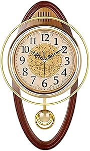 Vintage European Pendulum Wall Clock, Silent Swing Hanging Wall Clock Home Décor Non-Ticking Quality Quartz Clock Living Room (Color : Square W, Size : 40cm(16"))
