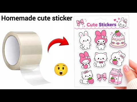 How To Make Kawaii Sticker At Home With Tape 🥰/homemade cute sticker without glue/diy sticker making