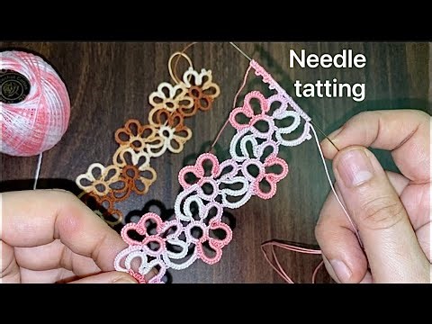 Tatting beautiful floral tape lace ❤️needle tatting.