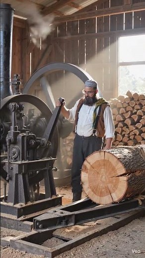 Steam Powered Sawmill in Action 🔥🪵 | Cinematic Wood Cutting Machine