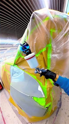 POV: Priming a Tesla Model Y rear side panel with Iron Funko at Keles in Hamburg. 🛡️