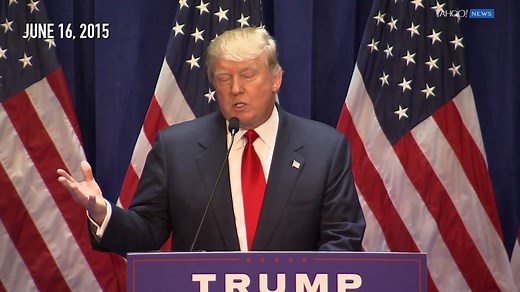 An unforgettable #16in2016 moment: Donald J. Trump calls Mexican immigrants "rapists" and "criminals" during his presidential announcement speech http://yhoo.it/2ezmcgT | Yahoo News