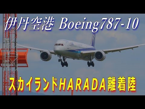 ANAの美しい次世代国内線フラグシップBoeing787-10 伊丹空港 （スカイランドHARADA）離着陸 望遠撮影 4K ULTRA HD