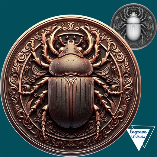 Scarab Coin 3D Laser File: Stl File, Depth Map, PNG, SVG, PDF (digital Download) - Etsy UK