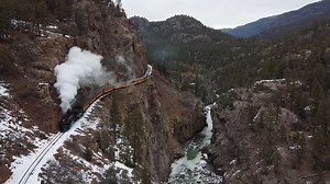 208K views · 8K reactions | You want another eye-popping, jaw-dropping high-definition drone video of the Durango & Silverton Narrow Gauge Railroad on the world-famous High Line? You got it!  Check out this amazing footage which #DurangoTrain friend and fan Anthony D'Amato captured on a recent winter Cascade Canyon excursion. So incredibly awesome!  | Durango & Silverton Narrow Gauge Railroad | Facebook