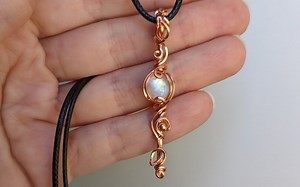 【绕线教程-OxanaCrafts】Cabochon Bar Pendant Vines with Leaves Wire Wrapping Tutorial