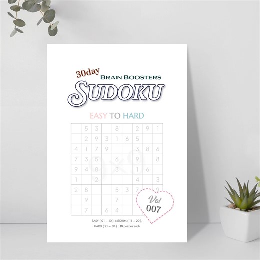SUDOKU EASY TO Hard_vol.007 | 30 Puzzles | A4 Size | Printable Sudoku Single Puzzle Book | Digital Download Pdf | Blank Grid Sheets Template - Etsy