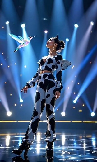 From Beauty to Enchantment: Woman Transforms into Stunning Cow-Hummingbird Princess on AGT Stage