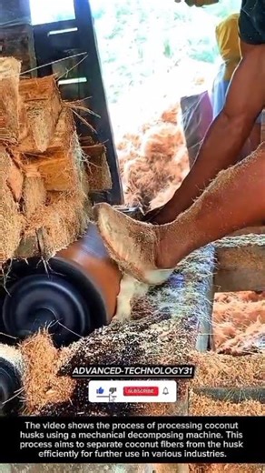 Coconut Husk Processing Using a Fiber Separating Machine !! #innovation #tool #ideas