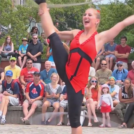 Incredible Circus Acrobat Spins Hula Hoops in Standing Splits! 🤸‍♀️✨