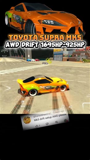 Toyota supra MK5 drift gearbox settings #carparkingmultiplayer #carparking #shortvideo