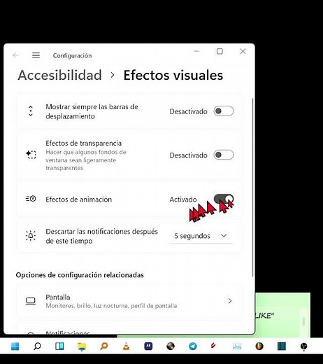 Desactivar efectos de animación en Windows 11 para mejorar el rendimiento