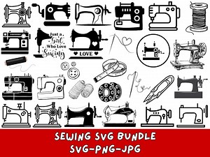 Sewing Machine SVG Bundle | Tailor & Seamstress Clipart | Crafting Cut Files | Digital Download - Etsy