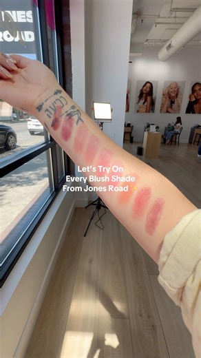Took me a minute, but here’s every shade of the new blush stick on me! Bare is still my favorite 😍