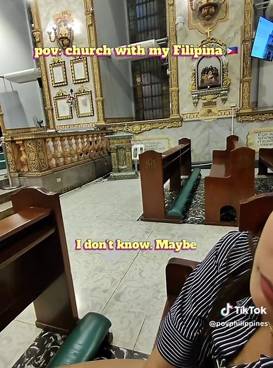 Church with my Filipina. We took about 5 minutes to go and pray. We love being Catholic and practice our faith together. 🇵🇭 #fyp #filipina #philippines #filipinagirl #philippinestiktok