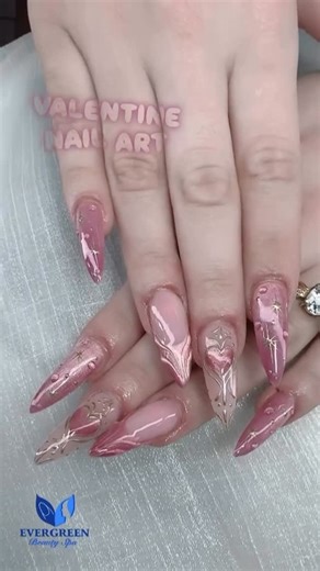 Evergreen Beauty Spa on Instagram: "POV: You just found your perfect V-Day mani. 💅💖 Save this for your next appointment!"