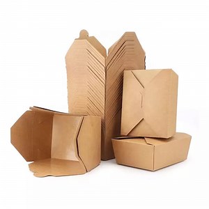 Disposable Fast Food Paper Container Take Away Waterproof and Grease Proof Kraft Package Box