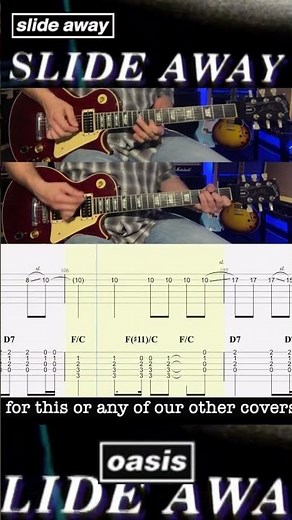 Slide Away - Oasis - Lead & Rhythm Guitar - Noel Gallagher - Rolling Tab - Cover - Lesson